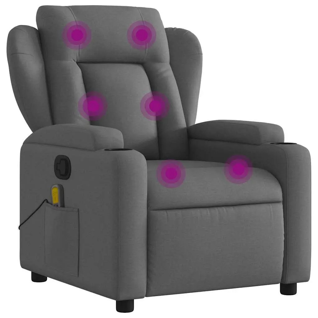 Massage Recliner Chair Grey Fabric Manual Reclining Armchair with 6 Vibration