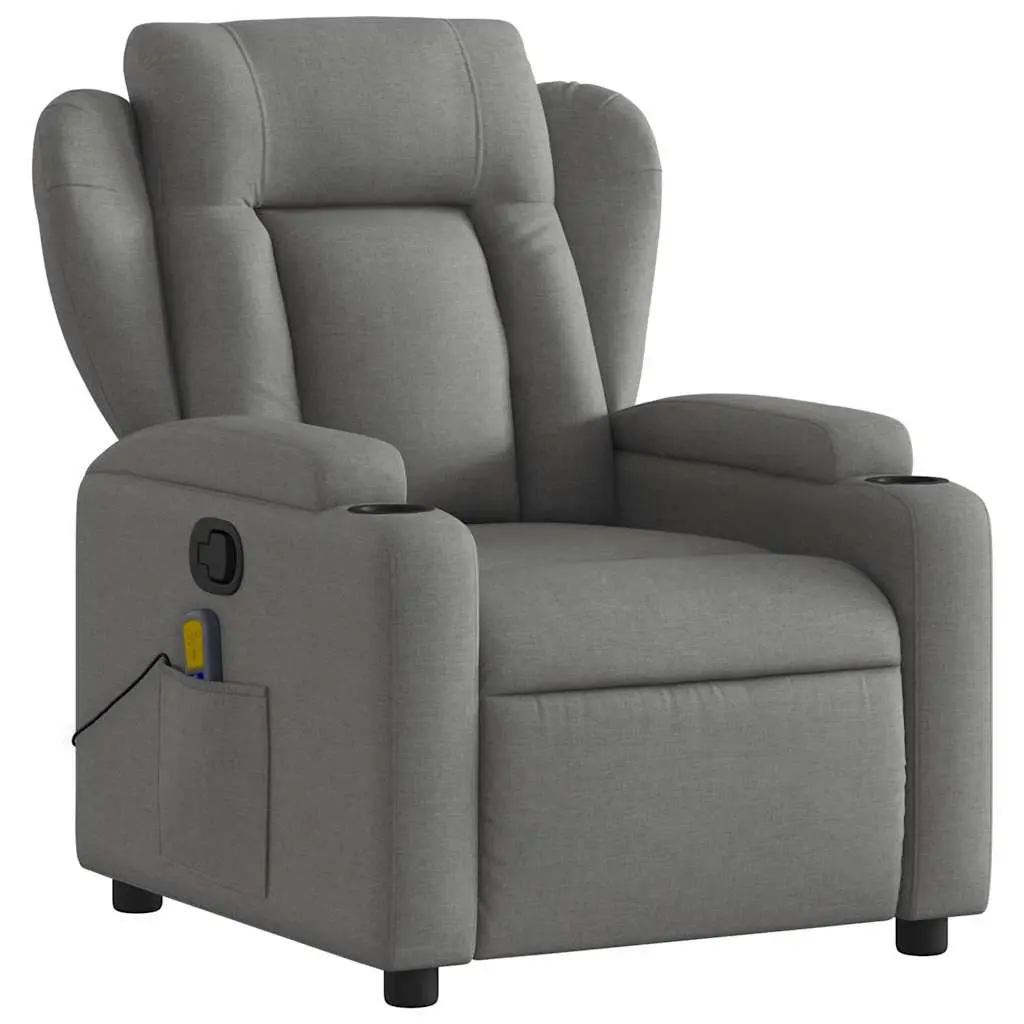 Massage Recliner Chair Grey Fabric Manual Reclining Armchair with 6 Vibration