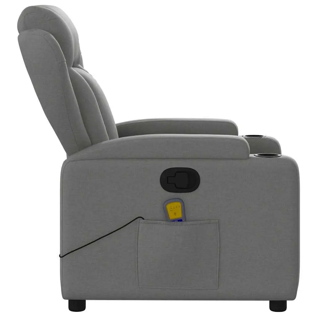 Massage Recliner Chair Grey Fabric Manual Reclining Armchair with 6 Vibration