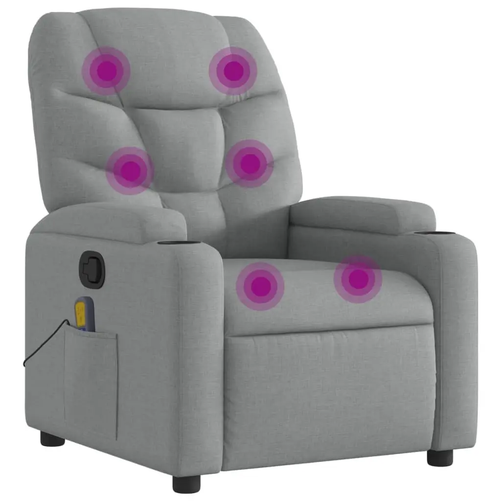 Massage Recliner Chair Manual Recline Grey Fabric 135 Degrees