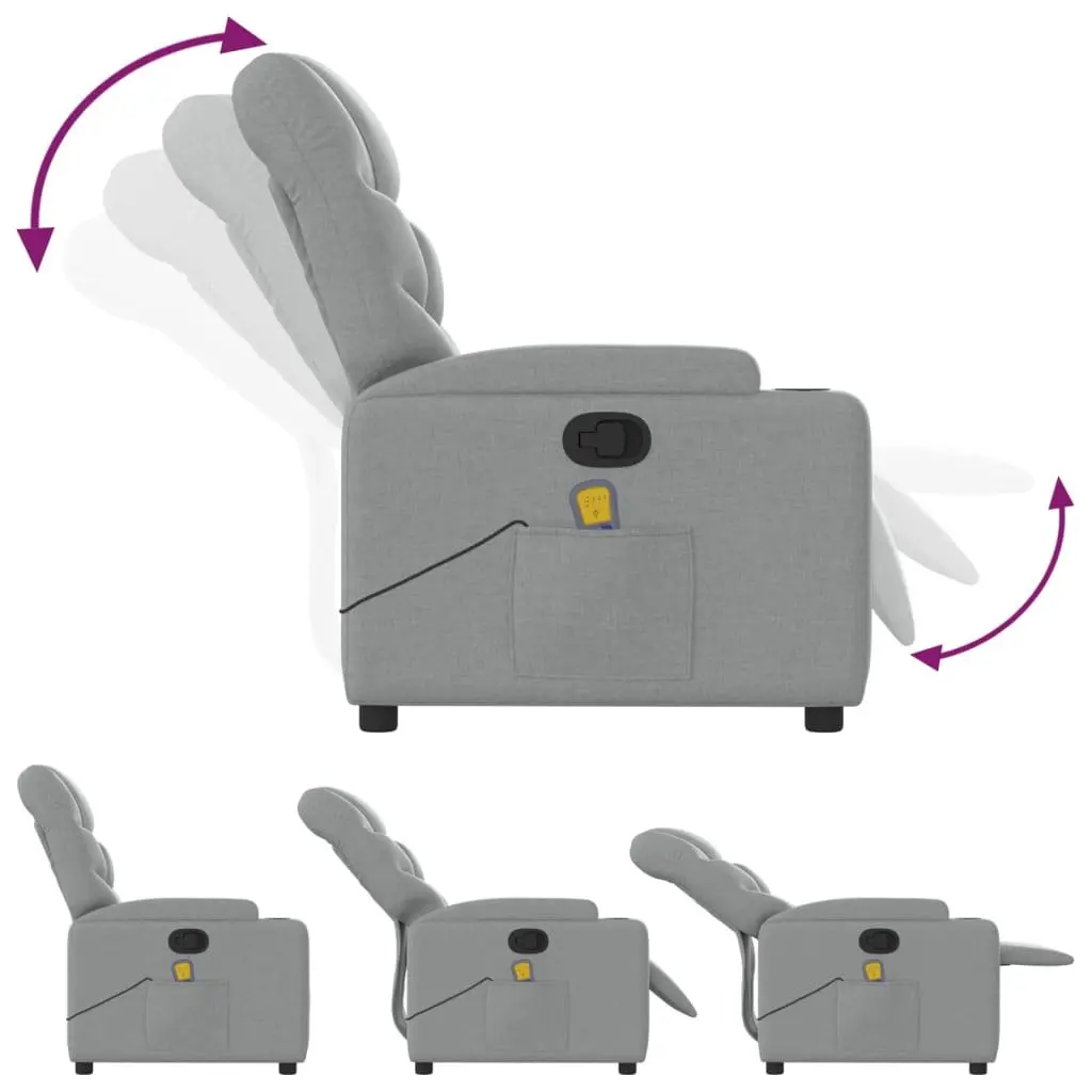 Massage Recliner Chair Manual Recline Grey Fabric 135 Degrees