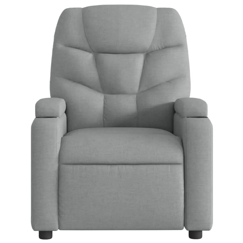 Massage Recliner Chair Manual Recline Grey Fabric 135 Degrees