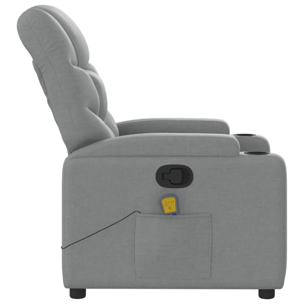 Massage Recliner Chair Manual Recline Grey Fabric 135 Degrees