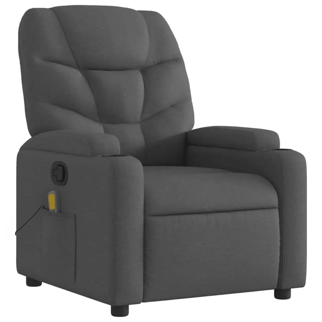 Massage Recliner Chair Grey Fabric Manual Reclining with Vibration 135 Degrees