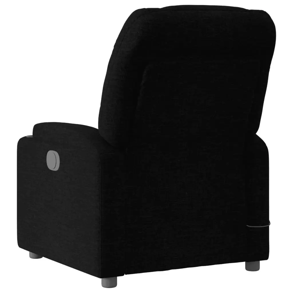 Massage Recliner Chair Manual Recline Black Fabric 135 Degrees 6 Vibration Points