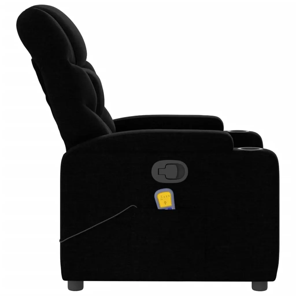 Massage Recliner Chair Manual Recline Black Fabric 135 Degrees 6 Vibration Points