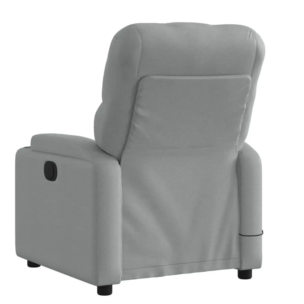 Manual Recline Massage Chair Grey Fabric Vibration Armchair Padded Seating