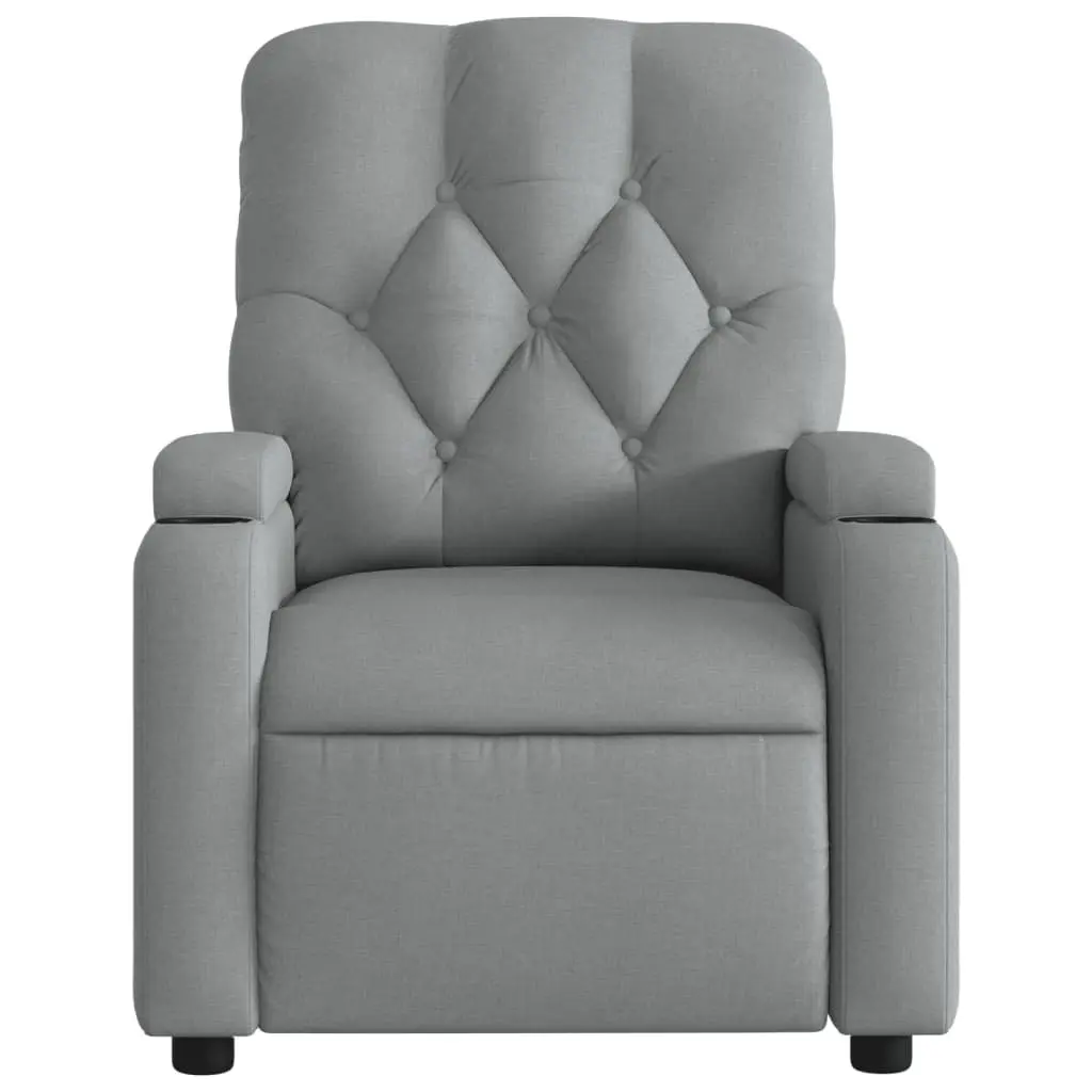 Manual Recline Massage Chair Grey Fabric Vibration Armchair Padded Seating