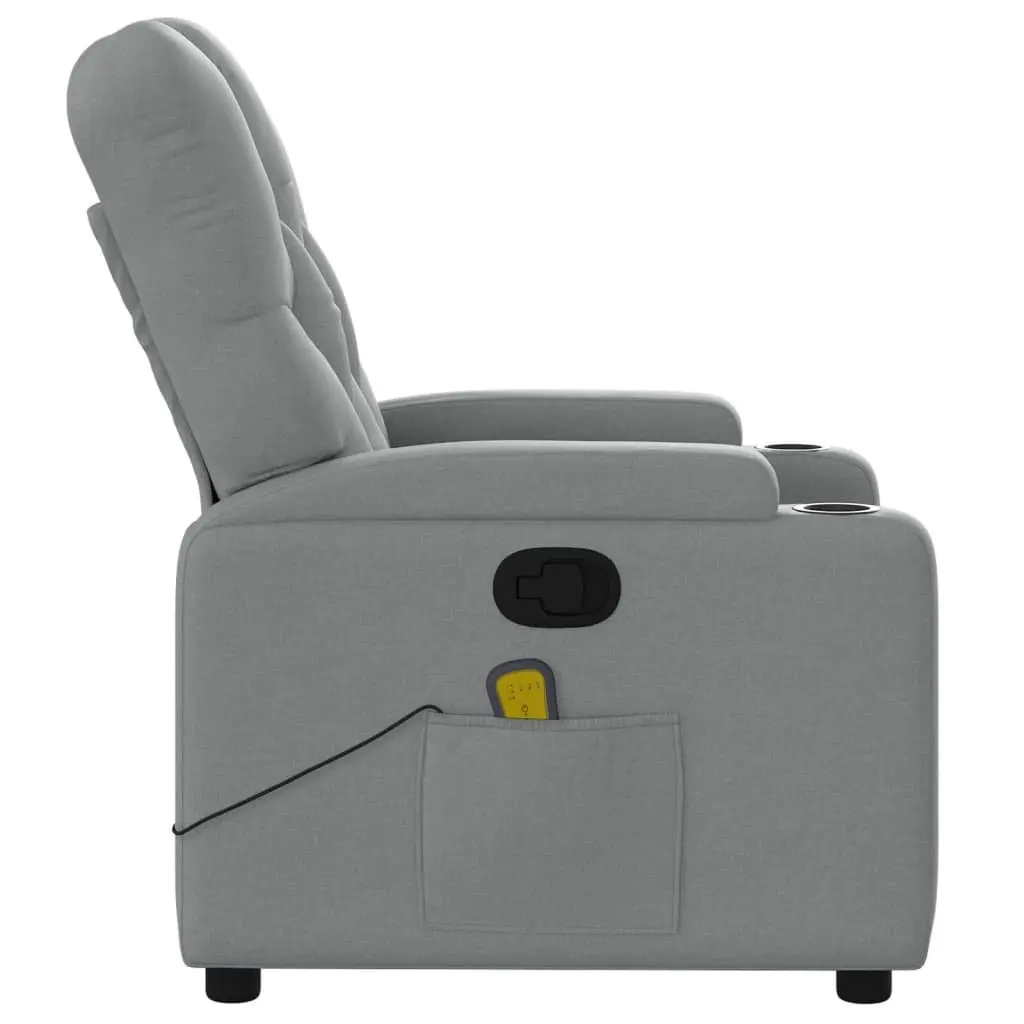 Manual Recline Massage Chair Grey Fabric Vibration Armchair Padded Seating