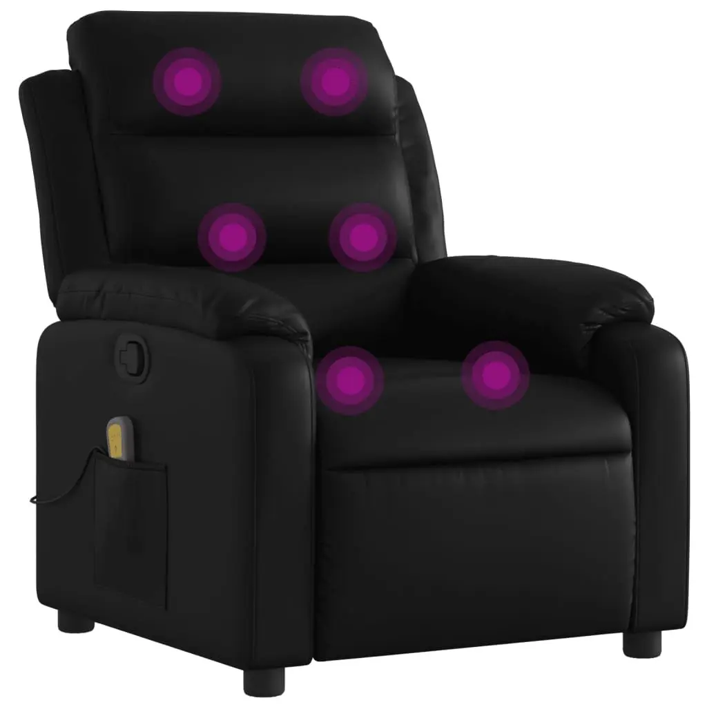 Massage Recliner Chair Manual Reclining Black Faux Leather 135 Degrees