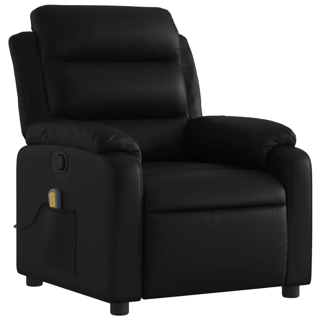 Massage Recliner Chair Manual Reclining Black Faux Leather 135 Degrees
