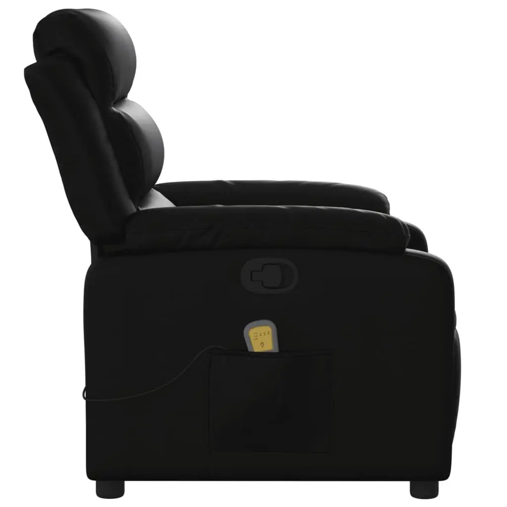 Massage Recliner Chair Manual Reclining Black Faux Leather 135 Degrees
