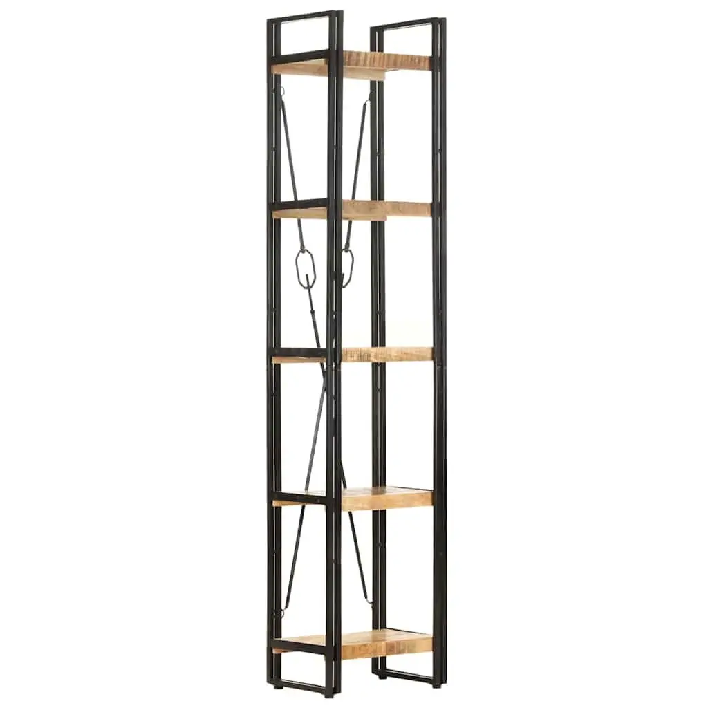 5-Tier Bookcase Solid Mango Wood Industrial 40x30x180 cm