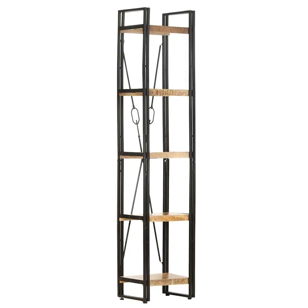 5-Tier Bookcase Solid Mango Wood Industrial 40x30x180 cm