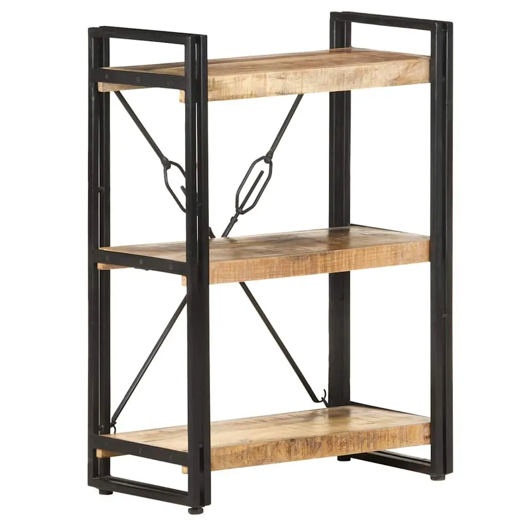 3-Tier Bookcase Industrial Style Solid Mango Wood 60x30x80 cm