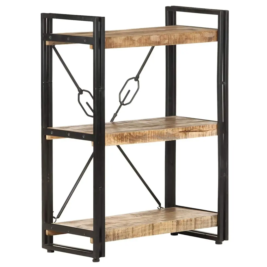 3-Tier Bookcase Industrial Style Solid Mango Wood 60x30x80 cm