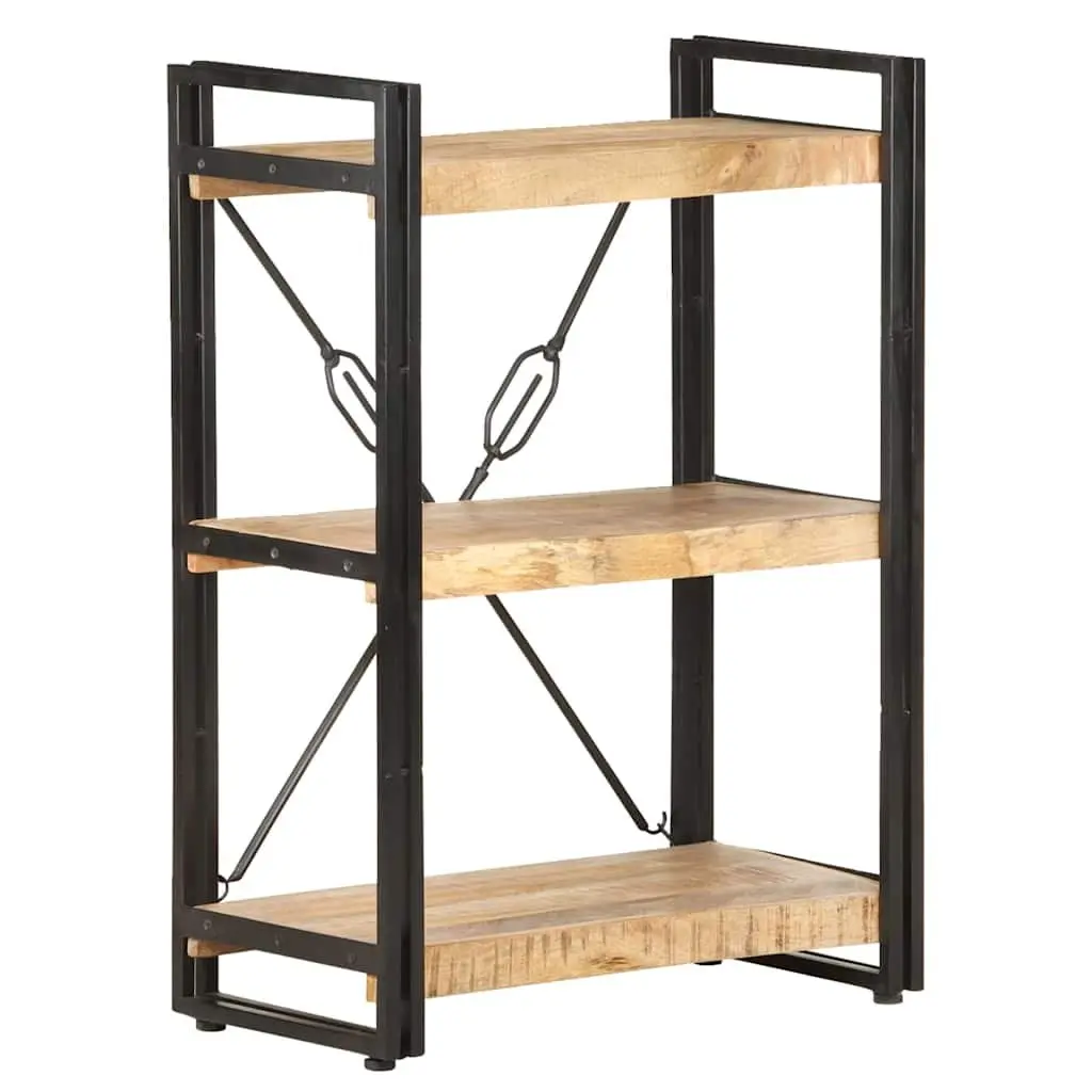 3-Tier Bookcase Industrial Style Solid Mango Wood 60x30x80 cm