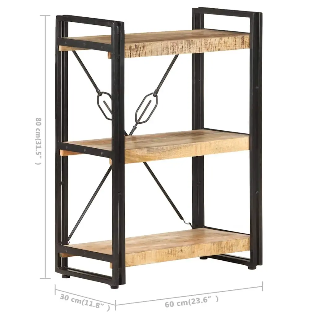 3-Tier Bookcase Industrial Style Solid Mango Wood 60x30x80 cm