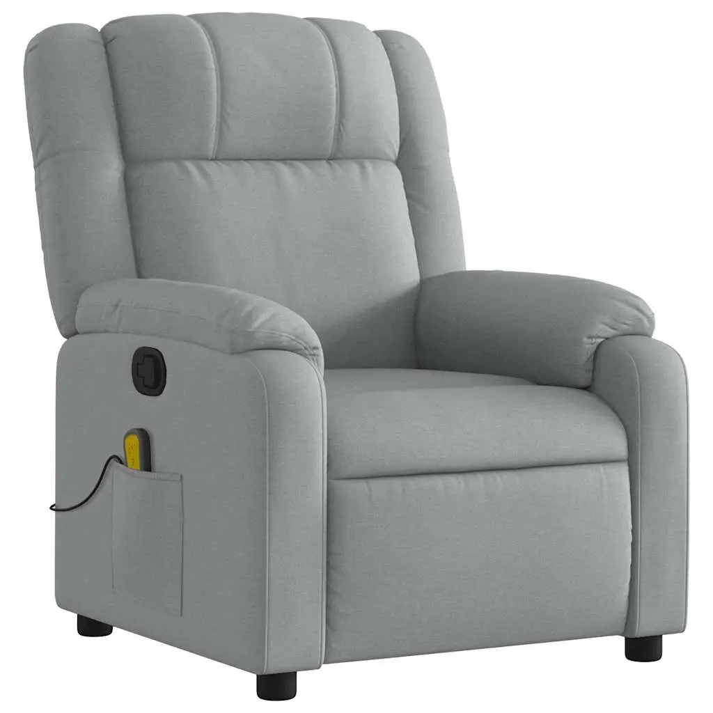 Massage Recliner Chair Manual Reclining Light Grey Fabric Adjustable Footrest 135 Degrees