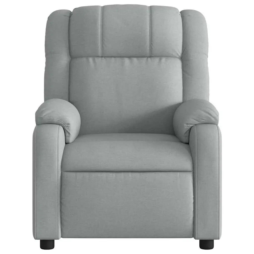 Massage Recliner Chair Manual Reclining Light Grey Fabric Adjustable Footrest 135 Degrees