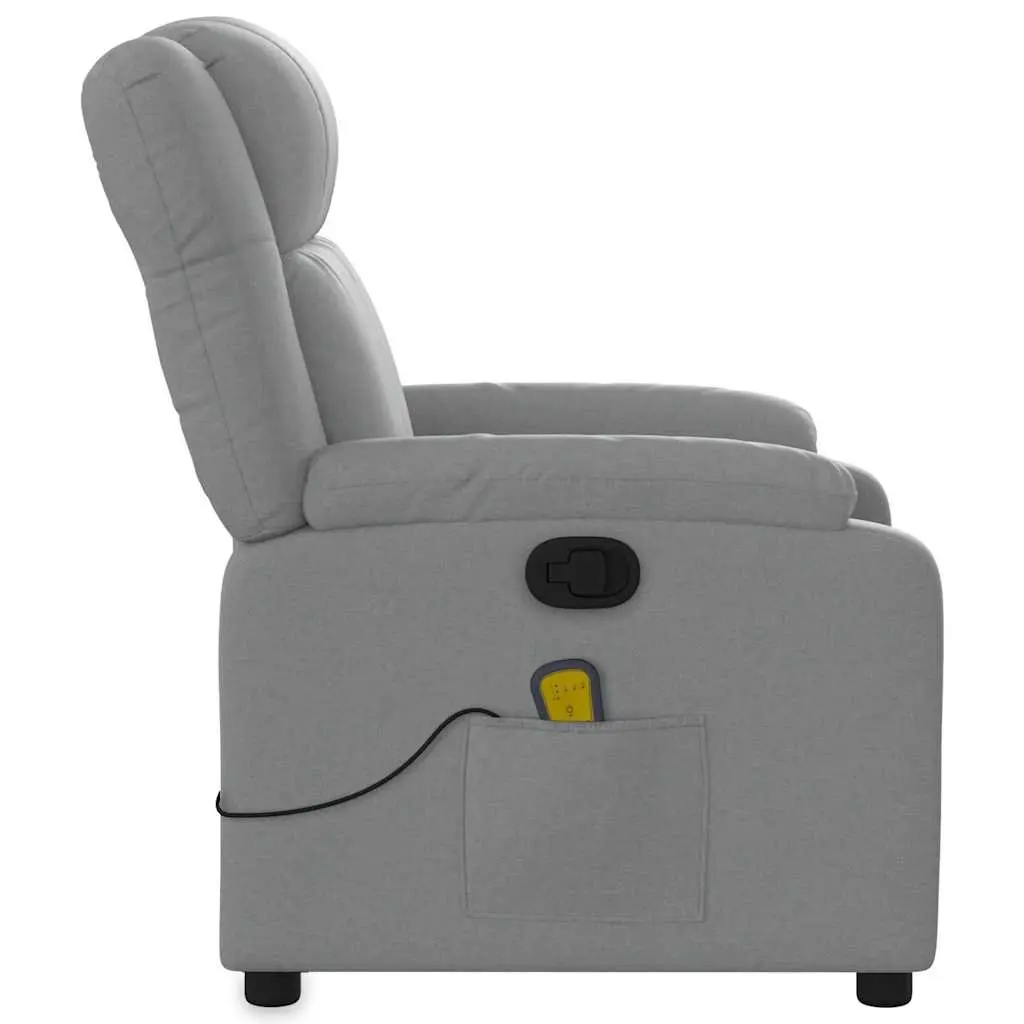 Massage Recliner Chair Manual Reclining Light Grey Fabric Adjustable Footrest 135 Degrees