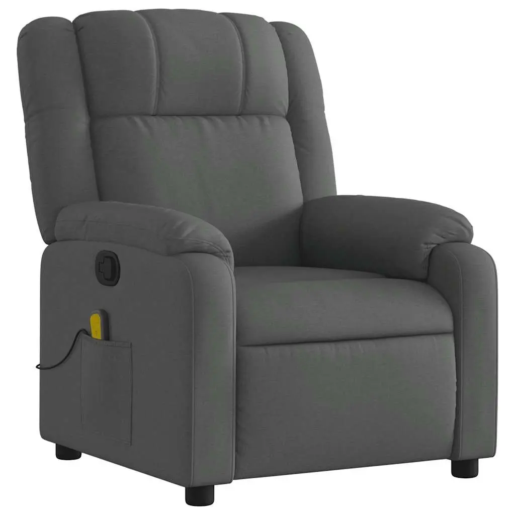 Massage Recliner Chair Dark Grey Fabric Manual Recline Vibration 6 Points