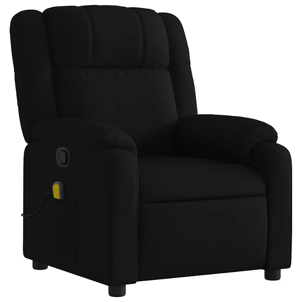 Massage Recliner Chair Black Fabric Manual Recline Vibration Armchair