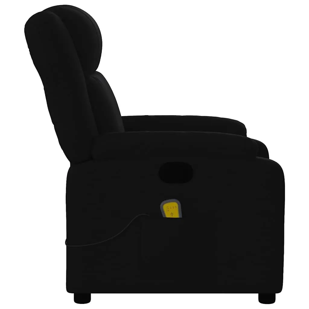 Massage Recliner Chair Black Fabric Manual Recline Vibration Armchair