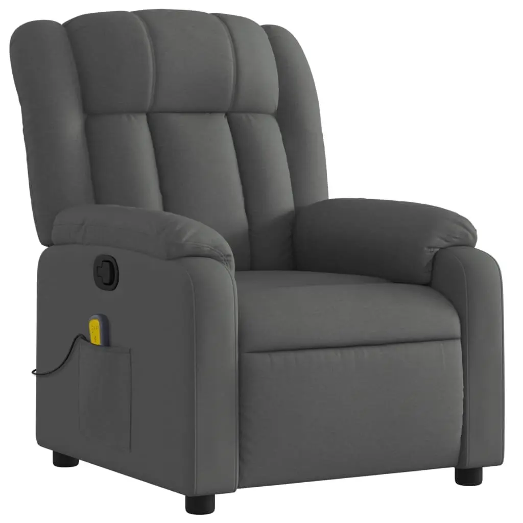 Massage Recliner Chair Grey Fabric Manual Recline 6 Vibration Points