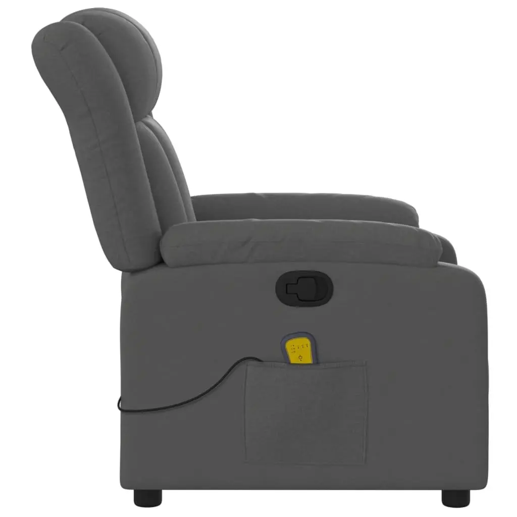 Massage Recliner Chair Grey Fabric Manual Recline 6 Vibration Points
