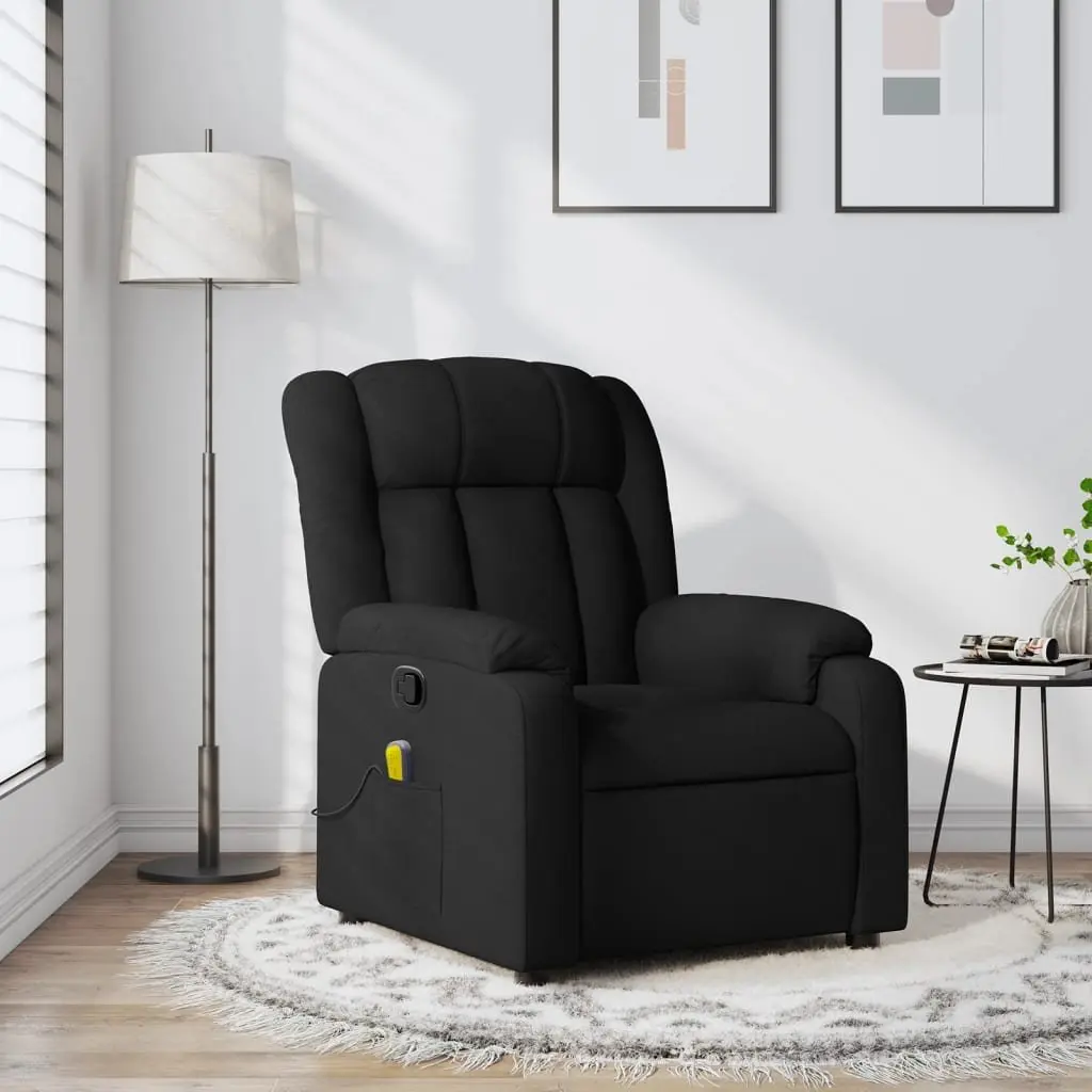 Massage Recliner Chair Black Fabric Manual Armchair Lounge Seat with Vibration