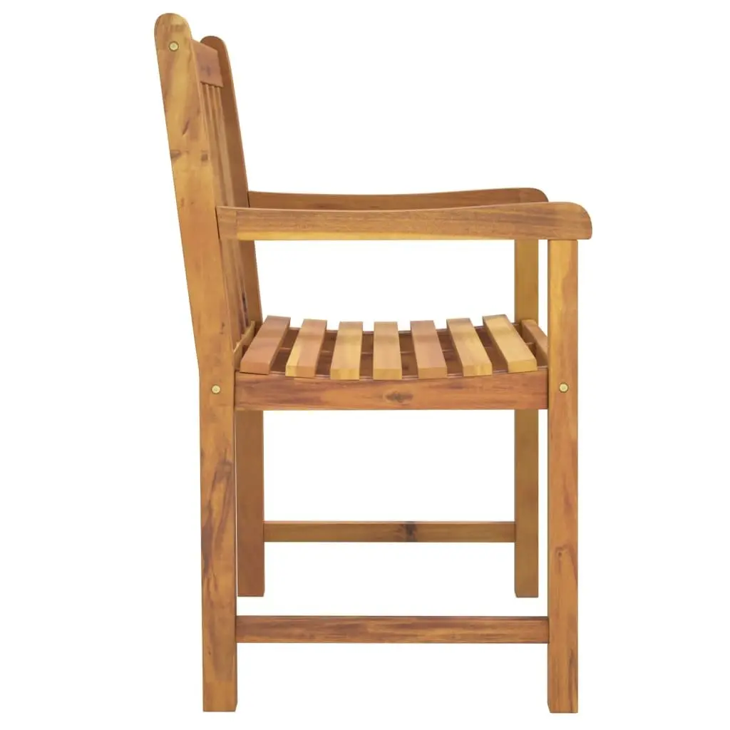 Outdoor Garden Chairs Solid Acacia Wood Brown Set of 6 Armrests Backrest
