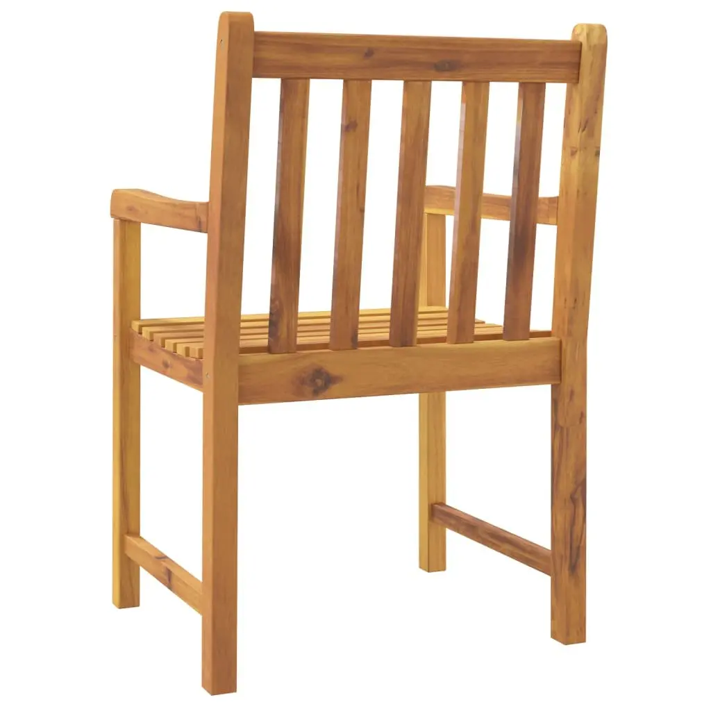 Outdoor Garden Chairs Solid Acacia Wood Brown Set of 6 Armrests Backrest