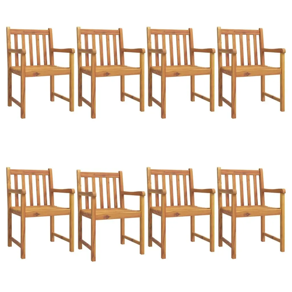 Outdoor Chairs Brown Wooden 8 Piece Garden Seating Armrest Backrest Patio Set