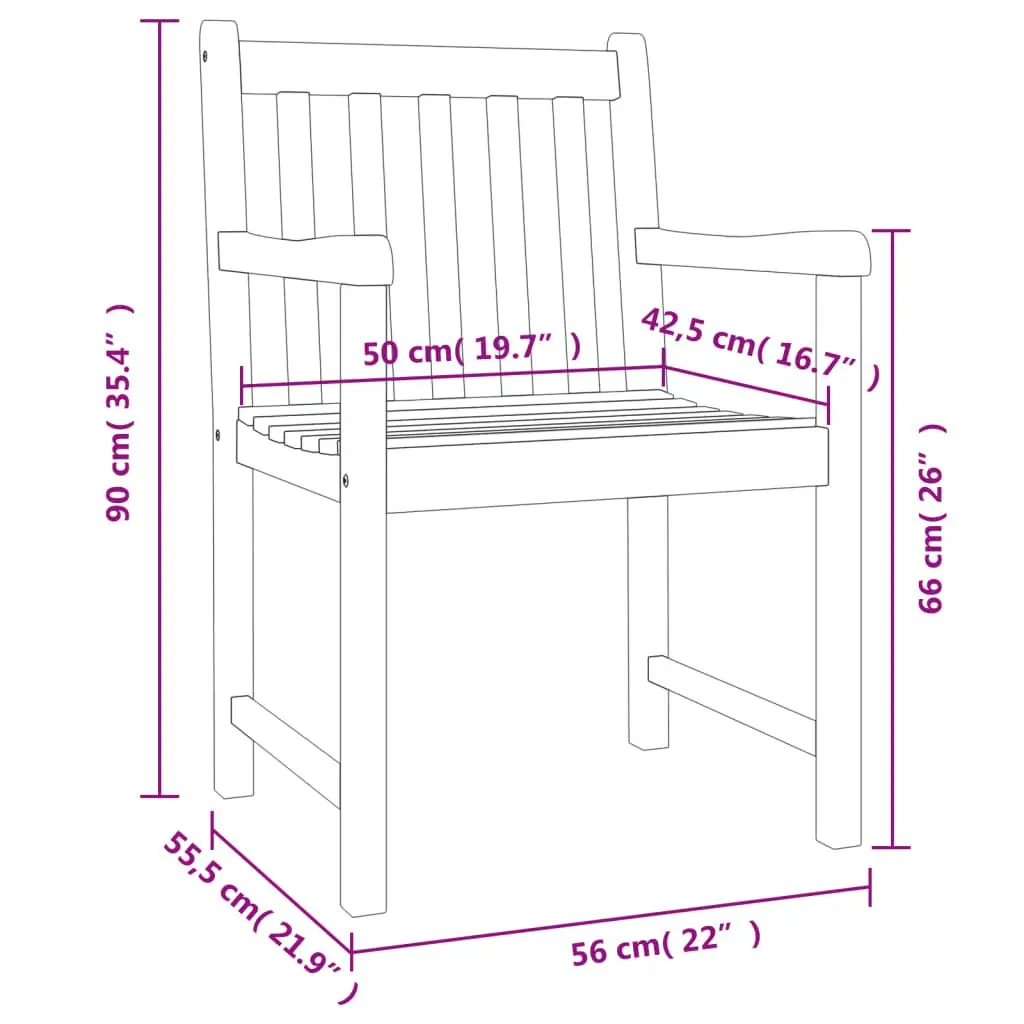 Outdoor Chairs Brown Wooden 8 Piece Garden Seating Armrest Backrest Patio Set
