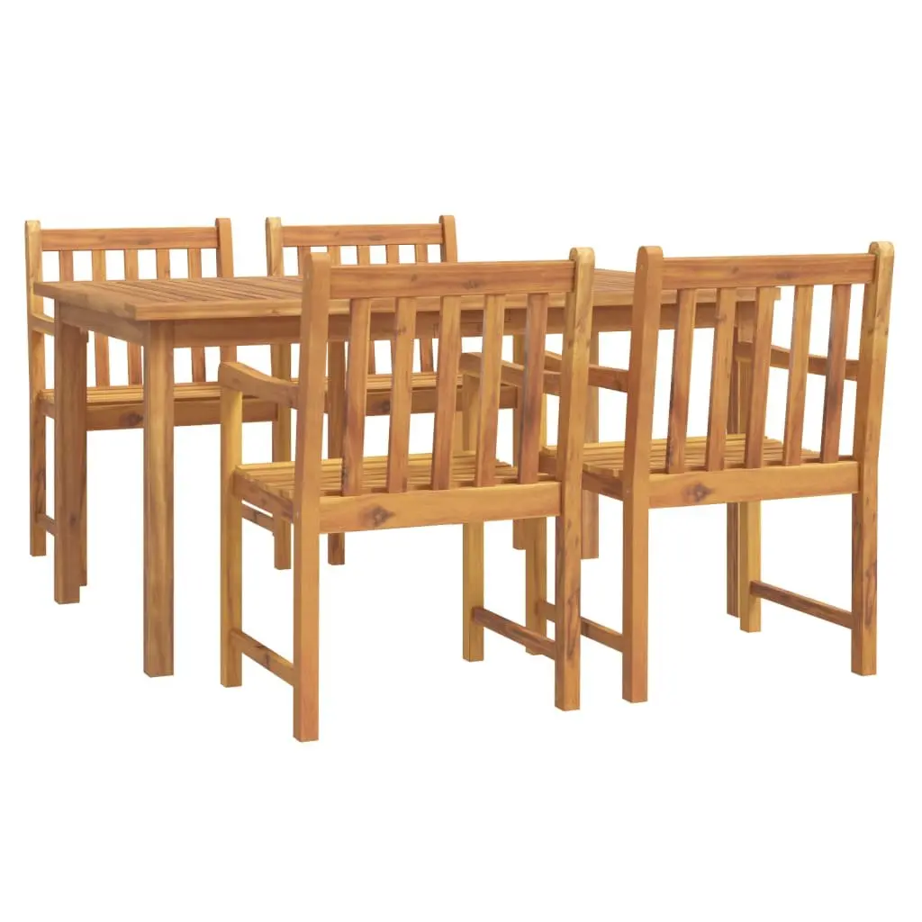 5 Piece Garden Dining Set Solid Acacia Wood Brown