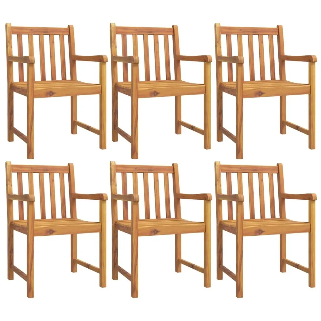 Garden Dining Set Solid Acacia Wood 7 Piece Outdoor Furniture Brown Table Chairs