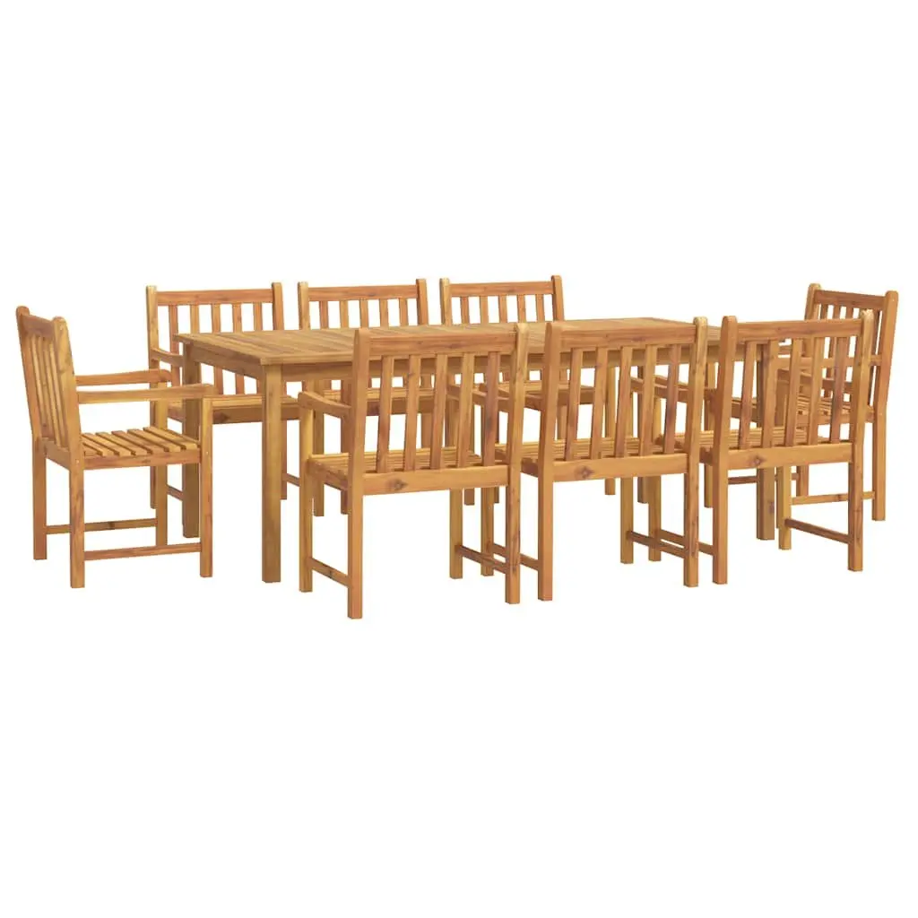 Solid Acacia Wood Outdoor Furniture 9 Piece Garden Dining Set Brown