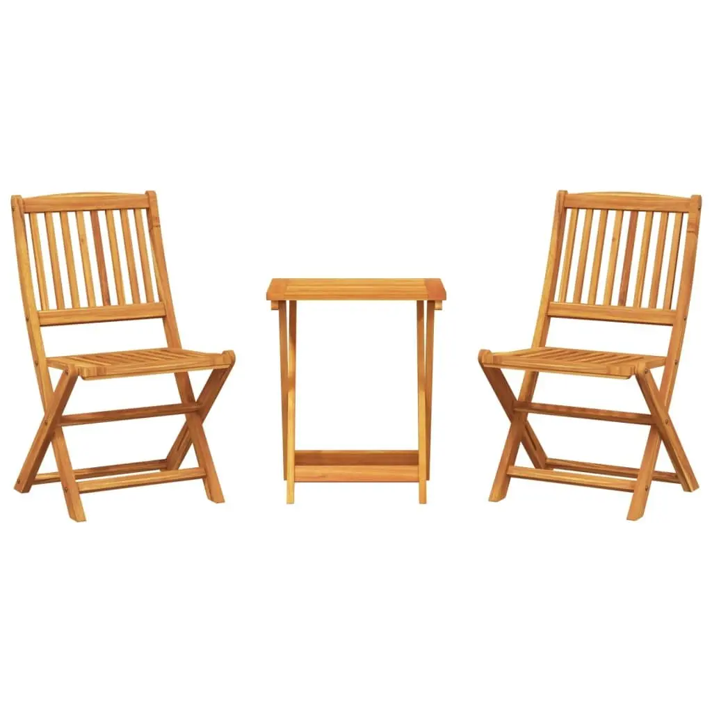Folding Garden Dining Set Solid Acacia Wood 3 Piece Outdoor Patio Table Chairs