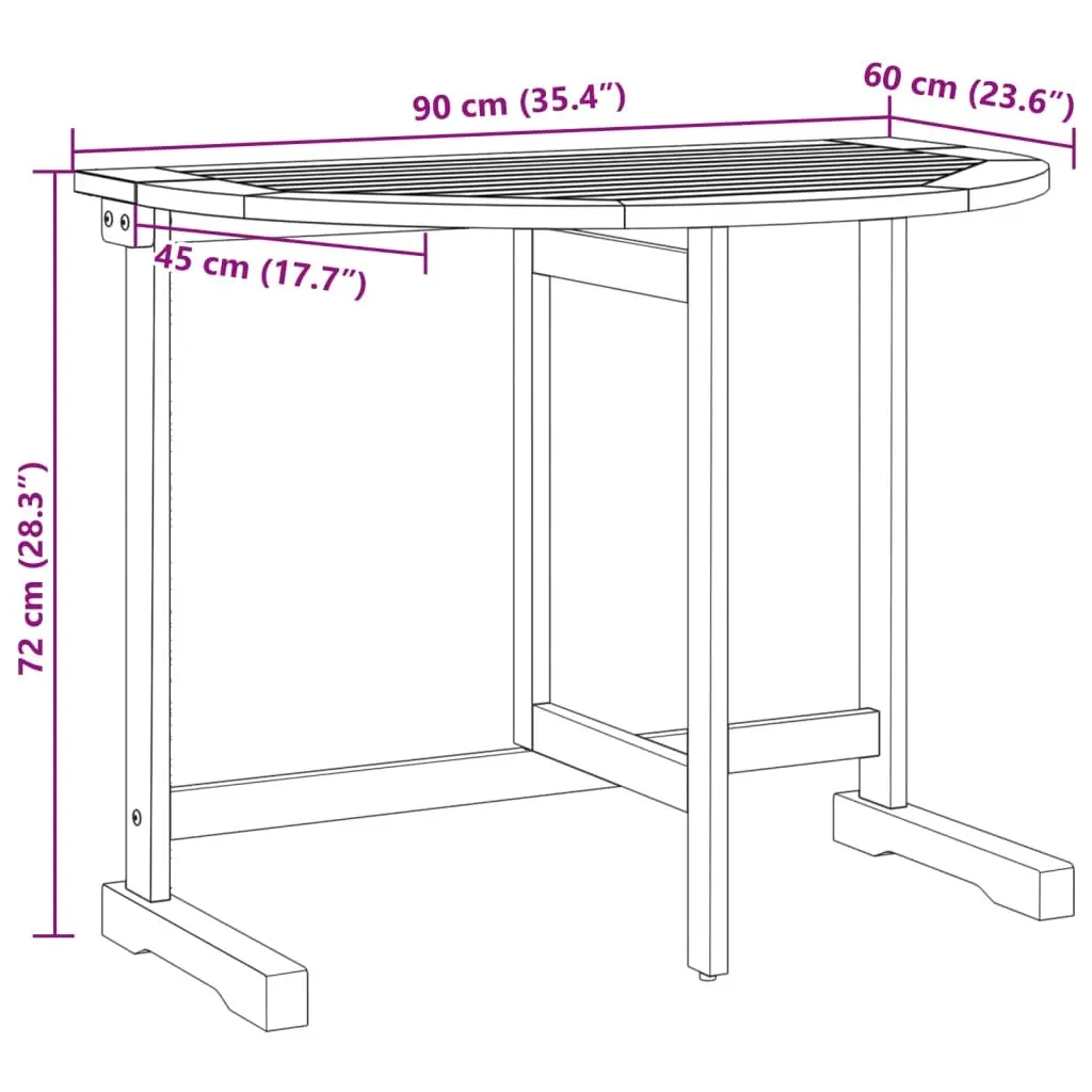Folding Garden Dining Set Solid Acacia Wood 3 Piece Outdoor Bistro Table Chairs