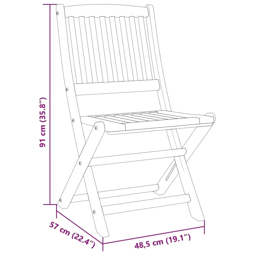 Garden Bistro Set Outdoor Folding Table and Chairs 3 Piece Solid Acacia Wood Brown