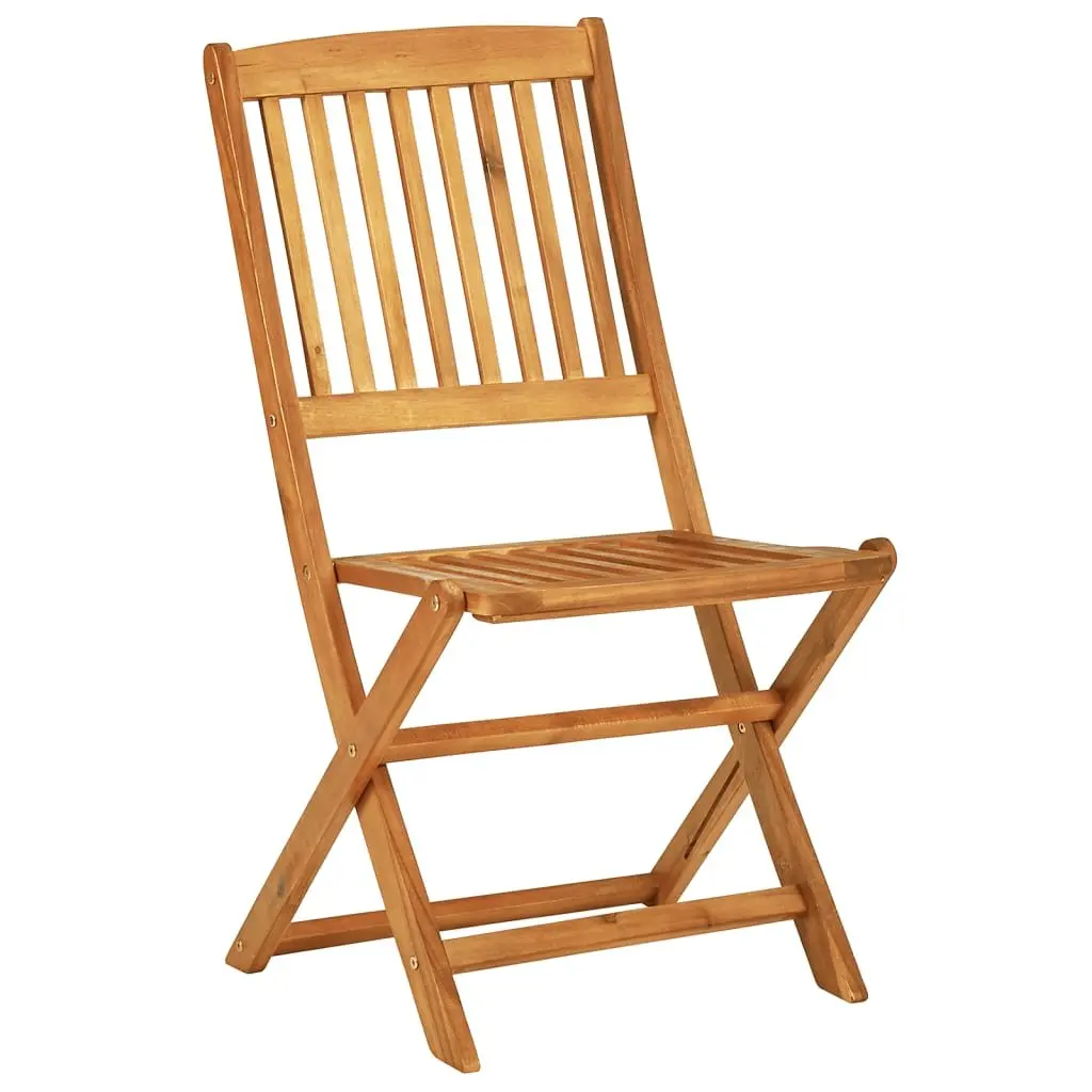Garden Bistro Set Outdoor Folding Table and Chairs 3 Piece Solid Acacia Wood Brown