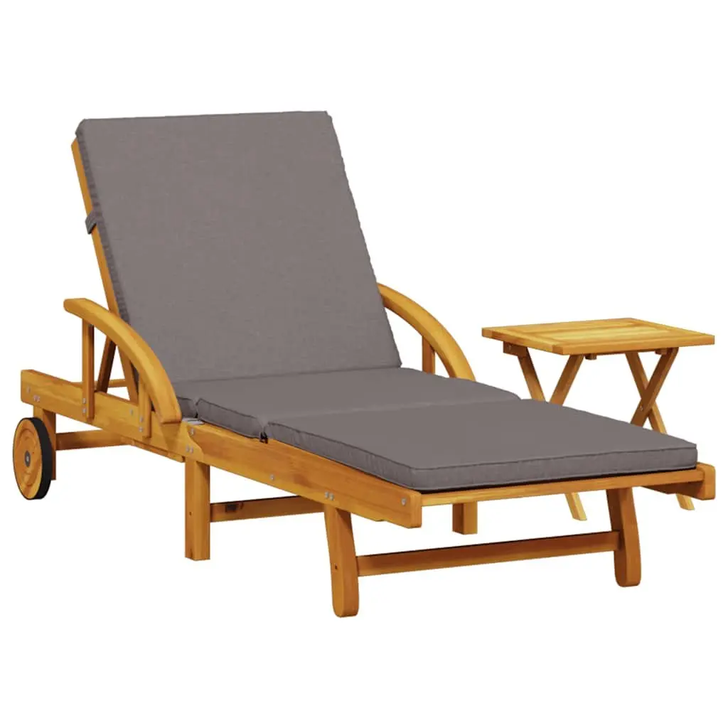 Sun Lounger with Cushion and Table