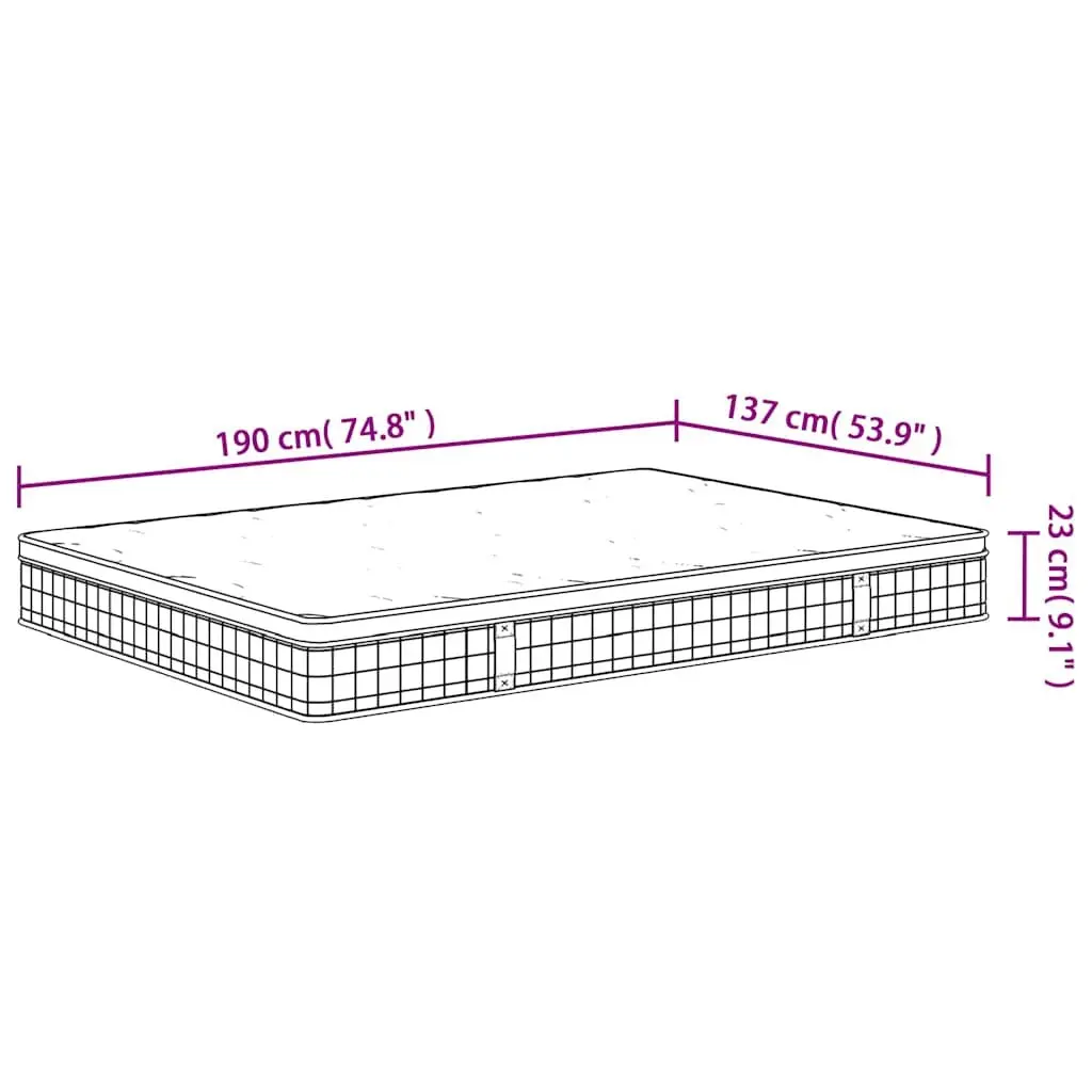 Bonnell Spring Mattress Medium Firmness Double Size 137x190 cm Removable Cover