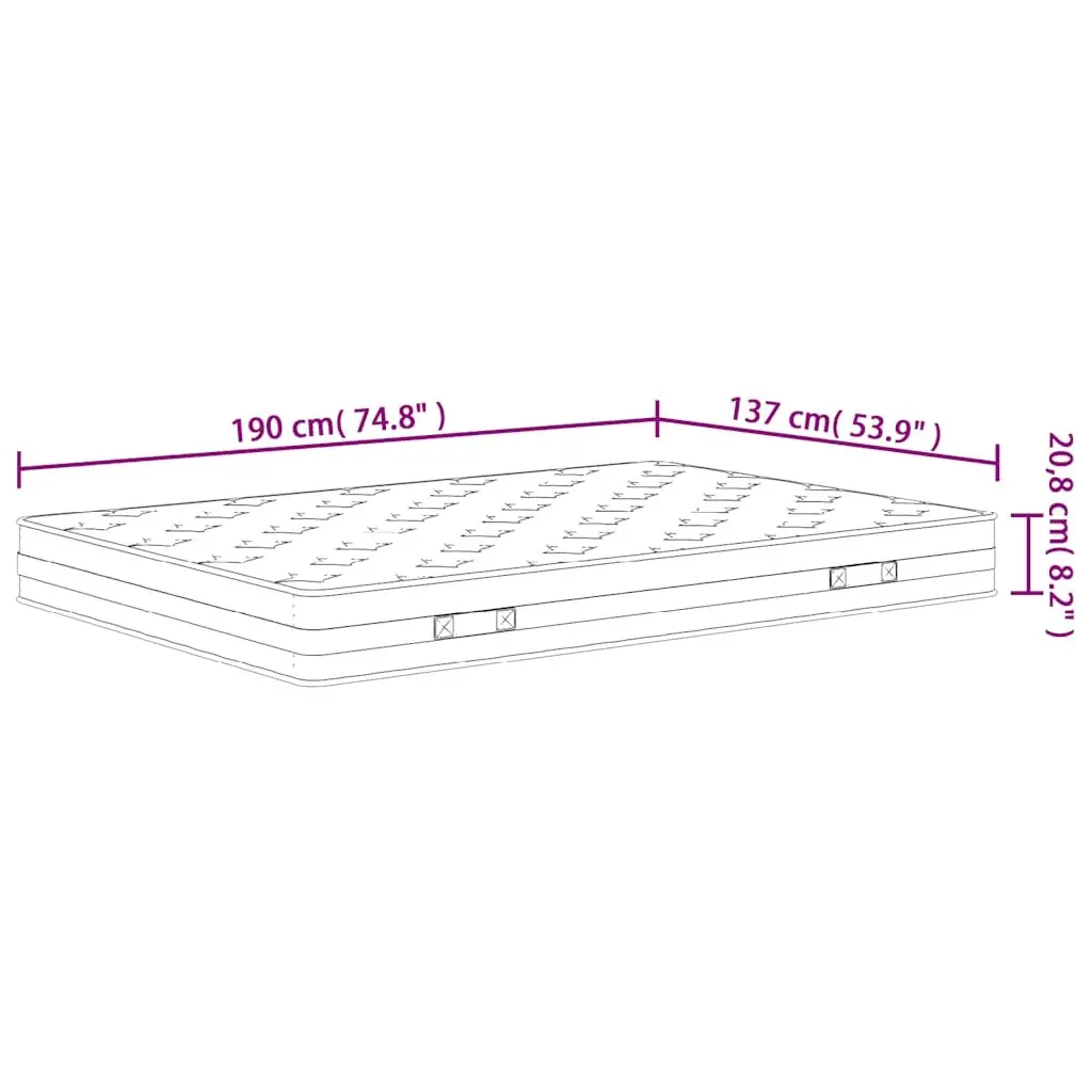 Bonnell Spring Mattress Medium Firmness Double Size 137x190 cm