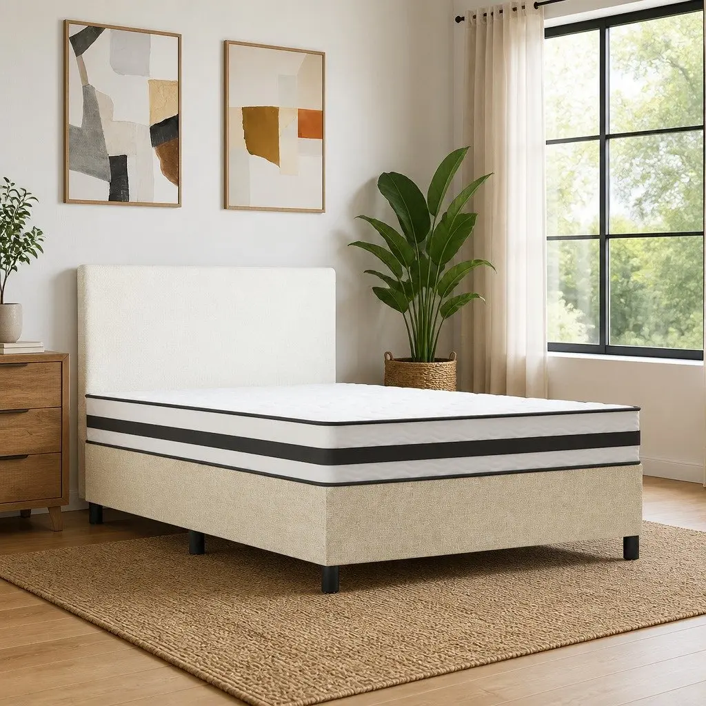 Queen Size Bonnell Spring Mattress Medium Firmness White 152x203cm