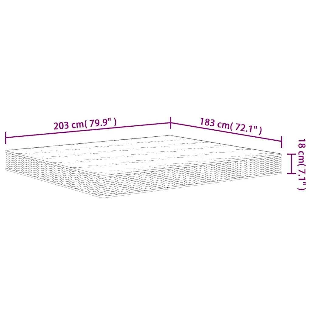 Medium Firm Bonnell Spring Mattress 183x203cm White Breathable Fabric