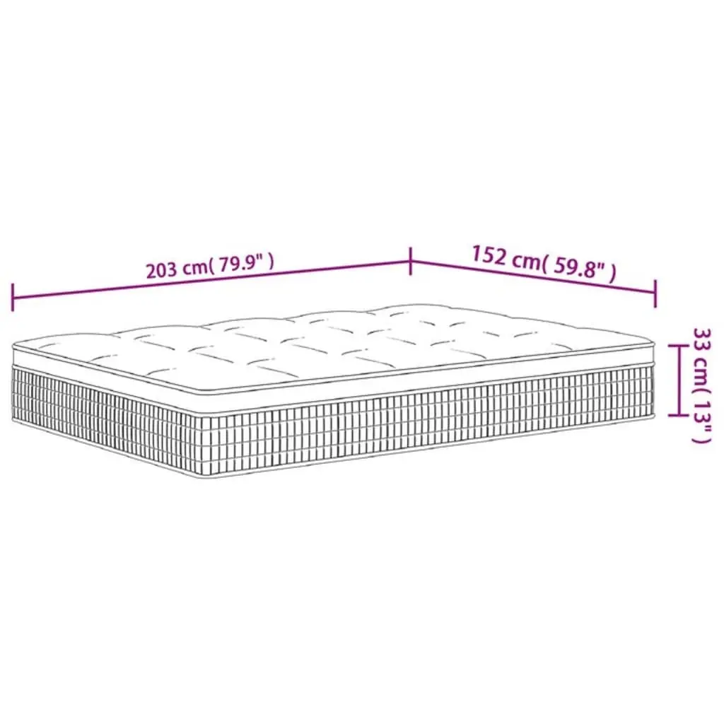 Pocket Spring Mattress Medium Plus Queen Size 152x203cm White Sleep Support