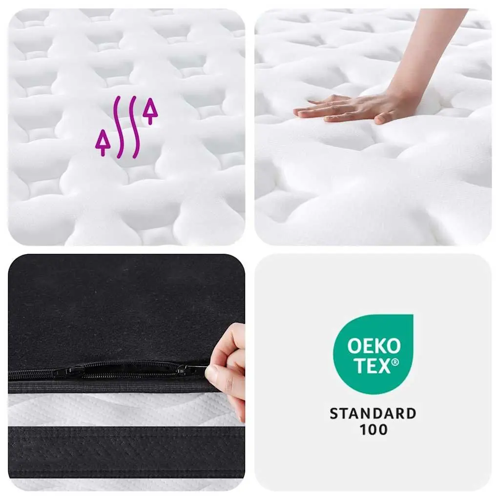 Pocket Spring Mattress King Size 183x203cm Medium Firmness 7 Zones Support