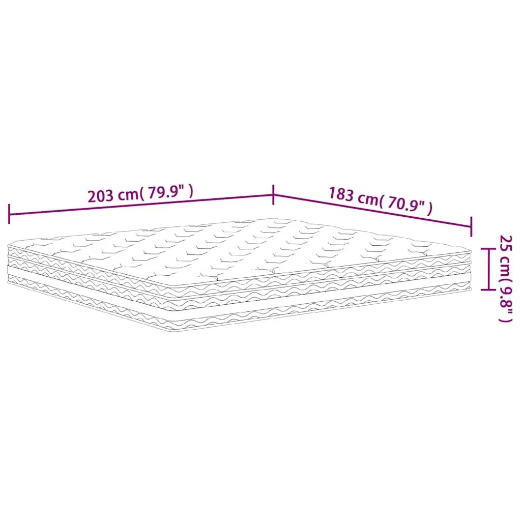 Pocket Spring Mattress King Size 183x203cm Medium Firmness 7 Zones Support